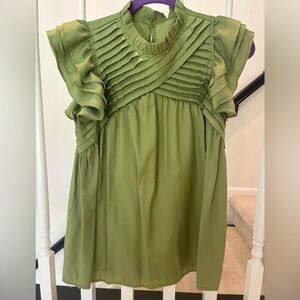 Elegant Green Ruffled Women's Top